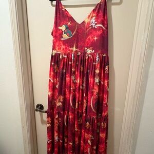 Blackmilk Red Maxi Dress with Character Print
